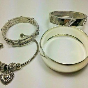 Set Of 4 Silver Tone Bracelets Bangles 1 Monet
